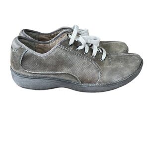 Clarks Wave Walk grey nubuck leather comfort walking shoes size 7W #26064784
